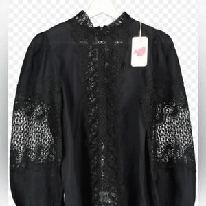 L'Atiste By Amy green Lace Inset Blouse size 1x